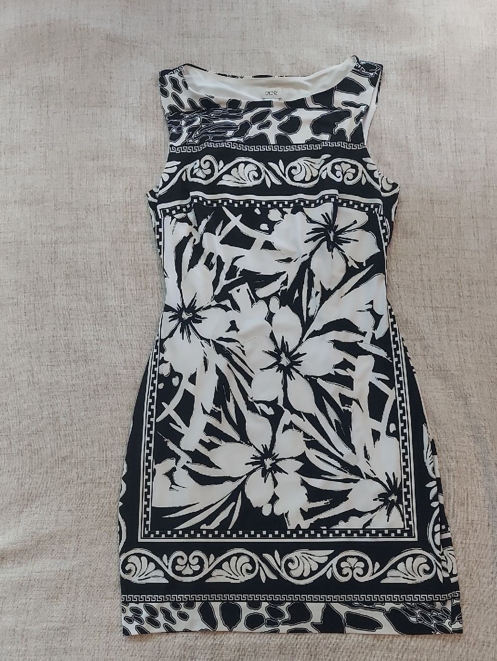 Cache Black White Pucci Inspired Scarf Print Mod Dress Size S